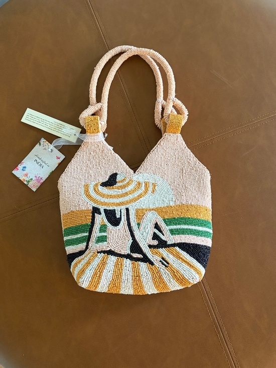 Handcrafted in India Handbags - Sunset Lady on the Beach Beaded Purse Viral NWT Handcrafted in India NWT